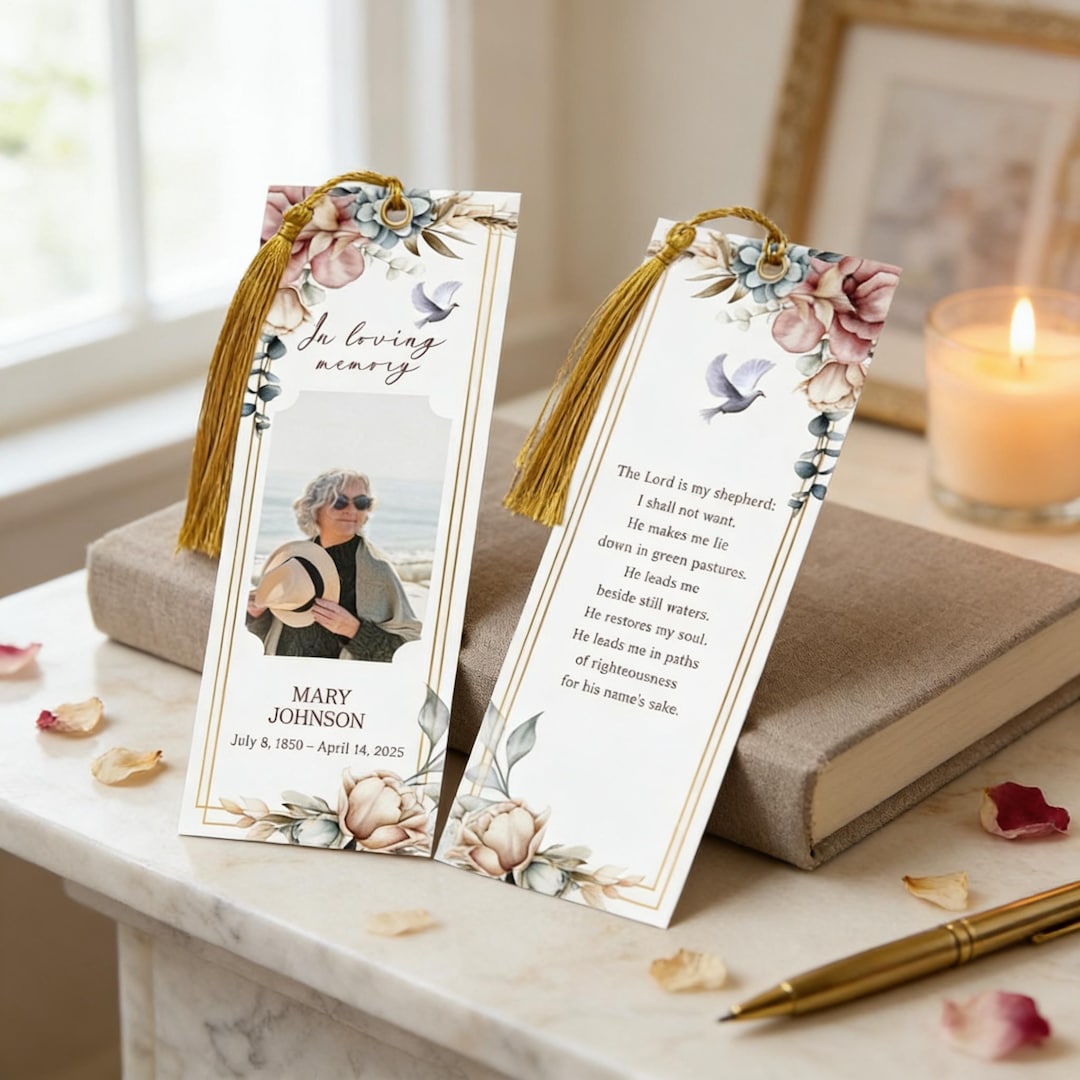 Memorial Bookmarks: Custom Laminated Bookmarks Keepsakes With Tassel - Etsy