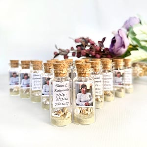 Celebration Of Life Favors, Funeral Gifts For Guests, Personalized Memorial Gift in Bulk, Remembrance Message in a Bottle with Photo