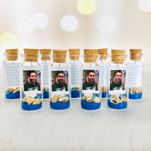 Funeral Favors with Photo Celebration Of Life Favors for loss of Memorial gifts for funerals Forget me not Keepsake bottle For Guests
