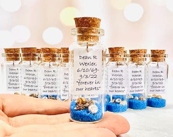 Personalized Funeral Favors - Custom Celebration Of Life Favors - Forget Me Not Favors - Keepsake For Guests In Bulk - Memorial Bottles