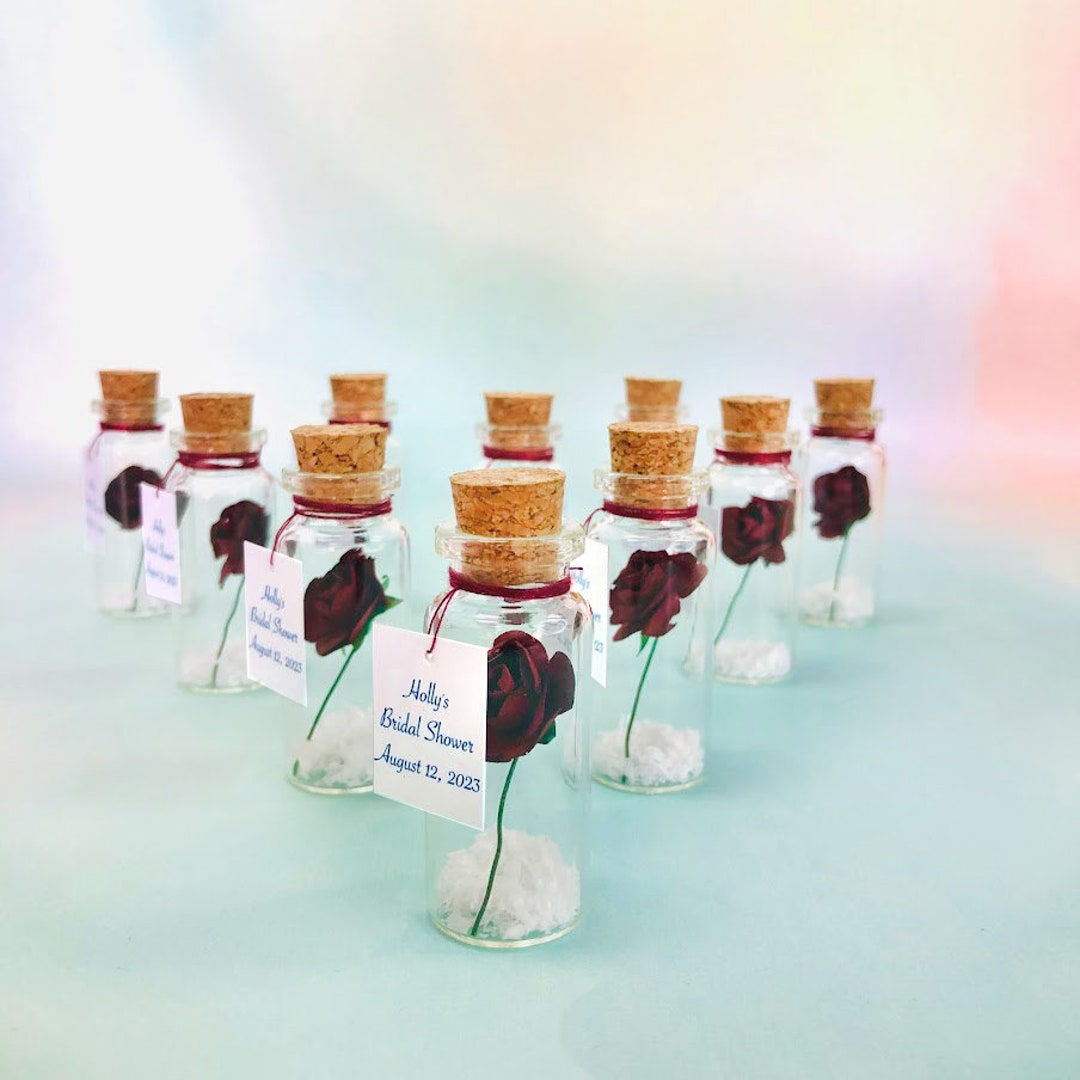 Personalized Bridal Shower Favors, Flower Party Keepsake, Burgundy Rose ...