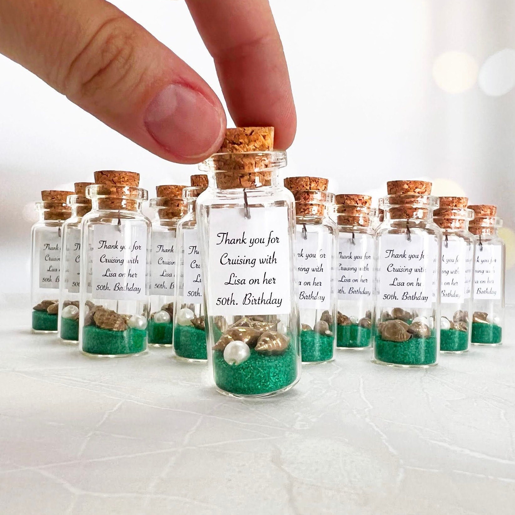 Cruise Birthday Party Favors, 50th Birthday Party Gifts for Guests, Nautical Theme Party Message in a Bottle, Wedding Anniversary Favors