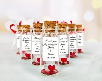 Valentine's Day Favors, Wedding Party Gifts for Guests, Wedding Shower Invitation in Bulk, Custom Message in a bottle, Thank you favors