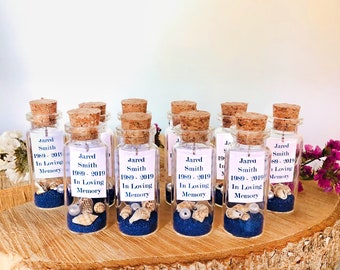 Custom Funeral Favors In Memory of Someone You Loved, Personalized Forget Me Not Favors, Keepsake For Guests In Bulk, Memorial Bottles