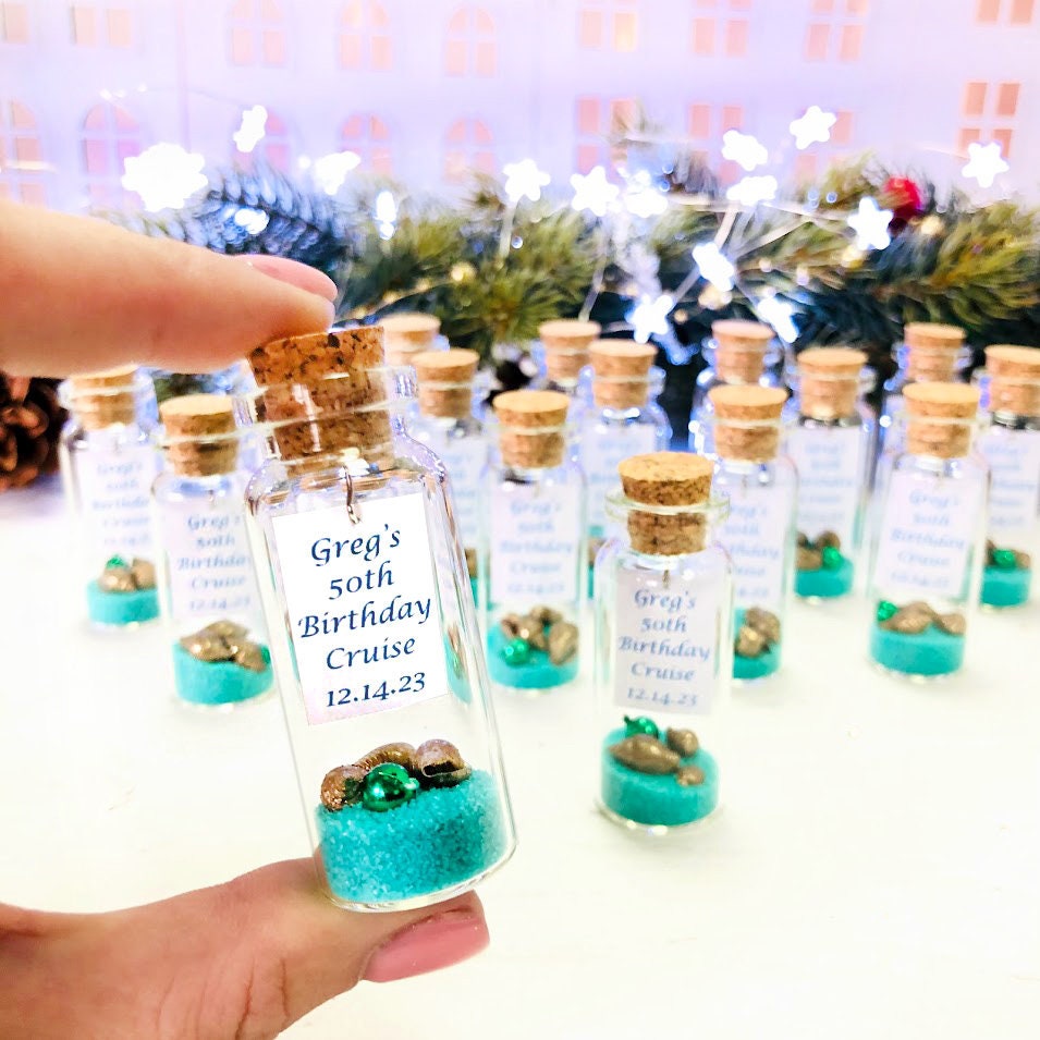 50th Birthday Party Favors, Personalized Thank you Favors, Guests Cruise Party Favors, Custom Birthday Favors Beach Save the Date
