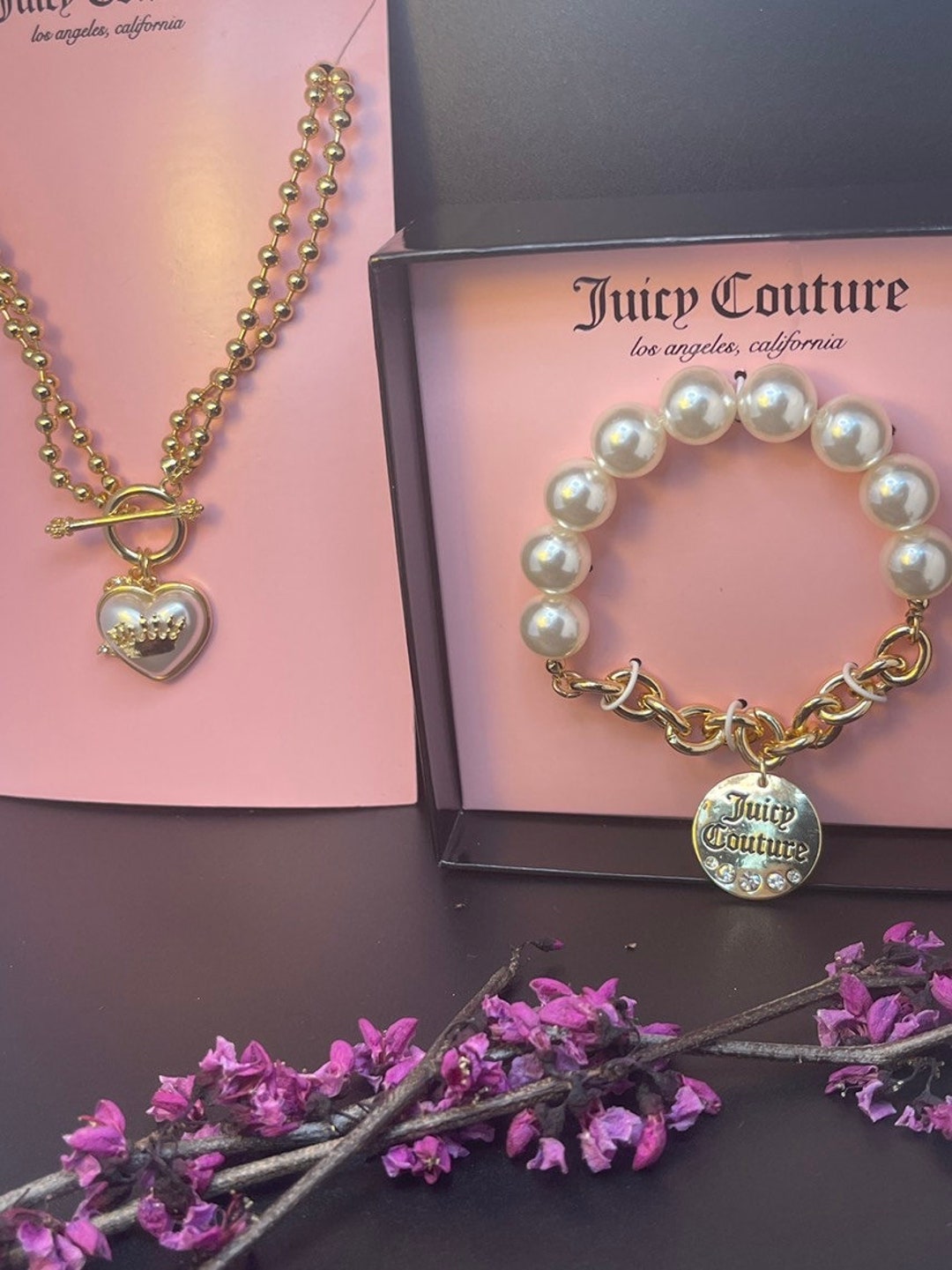 🎀 Juicy couture necklace+bracelet🎀, Pink bedazzled