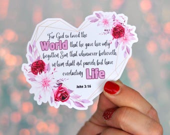 Bible Verse Sticker/John 3:16/Matte, glossy, Weatherproof option