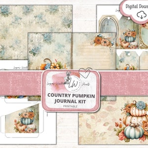 Country Pumpkin, Junk Journal Kit, Junk Journal, Autumn, Printable, Digitial, Download, LeynasWorldPrints, Scrapbooking, Paper Crafts,