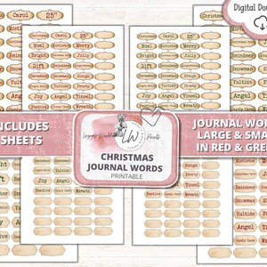 Christmas Journal Words, Christmas, Junk Journal, Ephemera, Printable, Digital, Download, Leyna's World Prints, Scrapbooking