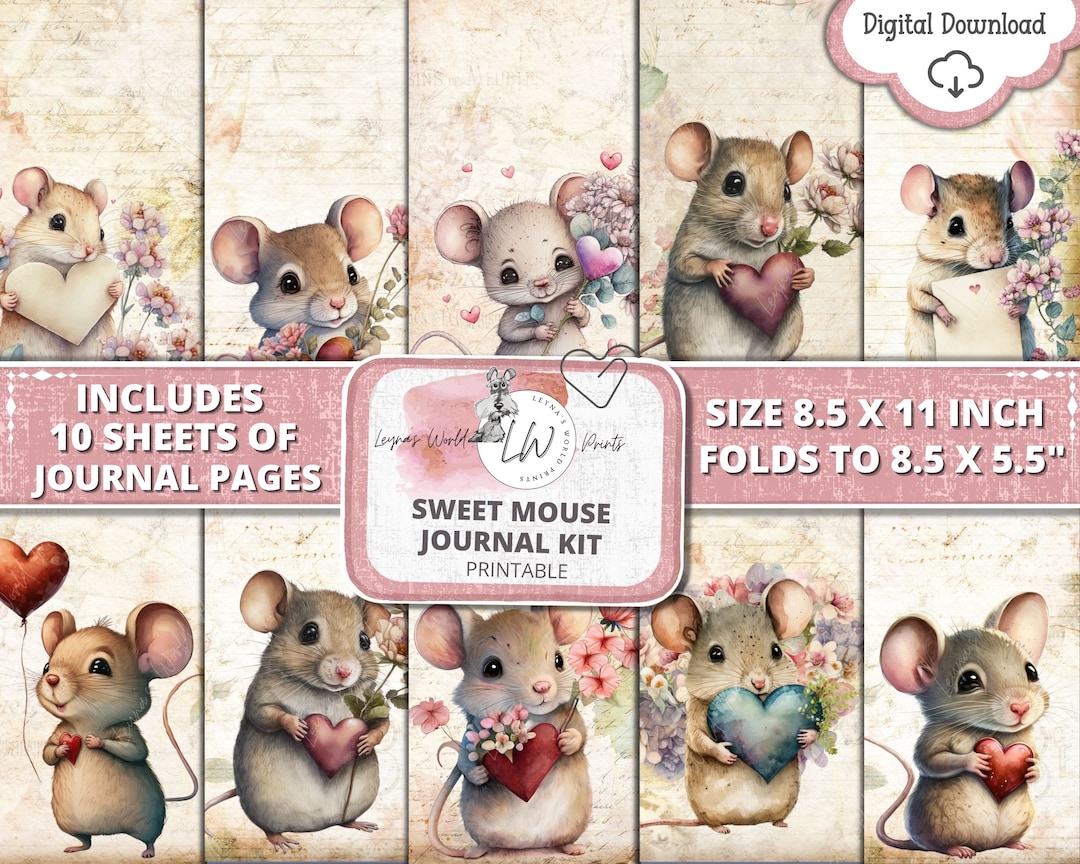Sweet Mouse, Journal Kit, Digital, Printable, Download, Leyna's World ...