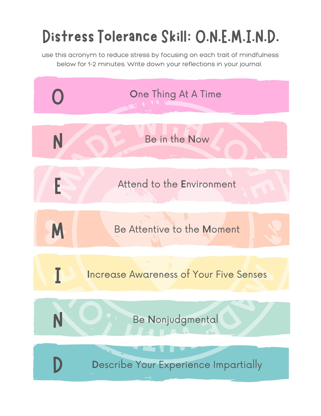 Mindfulness Digital Download: One Mind Exercise - Etsy