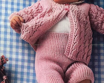 Baby Girls Pretty Angel Top / Lacy Cardigan Shorts Shoes Booties PDF Knitting Pattern 4 ply 16 - 21" Vintage Digital Download