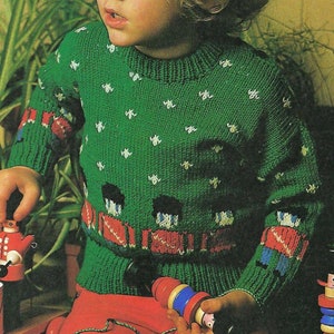 Brave Soldier Motif Childs Sweater Jumper PDF Knitting Pattern Age 1 - 10 years 22 - 30&quot; DK ( 8 ply ) Vintage Toy Soldier Intarsia Pullover