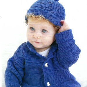 Beginners PDF Knitting Pattern Easy Baby Boys Girls Jacket Cardigan Boots Hat 14 - 22&quot; 0 - 2 years DK ( 8 ply ) Garter Stitch