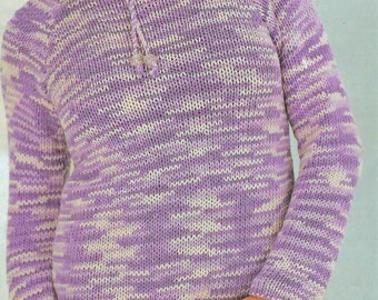 Ladies Plain Hooded Sweater Sweatshirt Raglan Jumper Hoody Easy PDF Knitting Pattern Chunky ( Bulky, 12 ply ) 32 - 42" Vintage Download