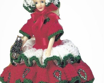 Christmas Doll Toilet Roll Cover Holder PDF Knitting Pattern DK ( 8 ply ) Fits 11.5" Teenage Doll Xmas Home Decorations Download
