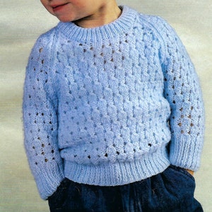 Baby Boys Girls Crew Neck Patterned Sweater Jumper Pullover PDF Knitting Pattern DK ( 8 ply ) 18 - 22" 3m - 2 years Vintage Download