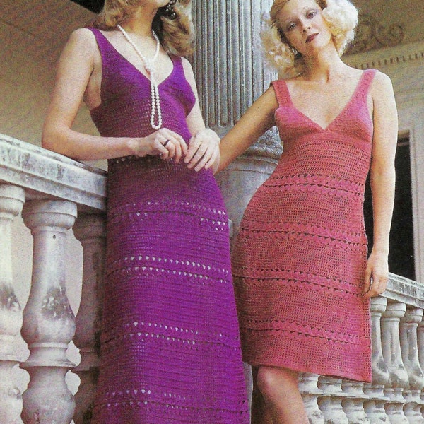 Ladies Summer Sun Dress Long Sleeveless Boho Evening Gown PDF Crochet Pattern 4ply ( fingering )  32 - 38" Vintage Downloadable