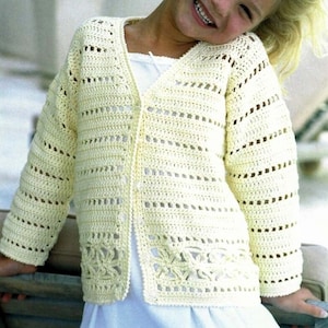 Ladies Girls Lacy Summer Cardigan Lace Flower Border PDF Crochet Pattern Cotton DK ( 8 ply ) 26 - 38" Age 5 - Adult Women Downloadable
