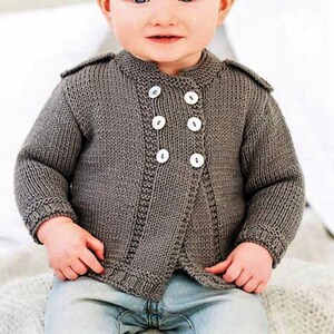 Baby Boys easy knit Cardigan Jacket Epaulettes PDF Knitting Pattern DK ( 8 ply ) 16 - 24" 0 - 4 years Downloadable