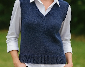 Easy Knit Ladies Tanktop Womens Vest Top Slipover Beginners Sleeveless Sweater PDF Knitting Pattern Aran 10ply Worsted 32 - 38" Downloadable