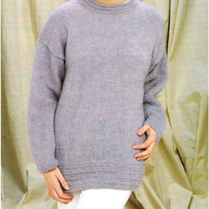 Ladies Long Plain Tuinc Sweater Jumper Crew Neck Pullover PDF Knitting Pattern DK ( 8 ply ) 30 - 40" Vintage Download