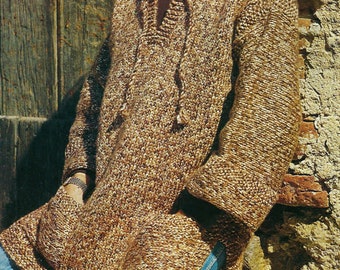 Mens Oversize Hoody Super Chunky Easy Knit Hooded Sweater Jumper with Pockets PDF Knitting Pattern Super Bulky 36 - 42" Vintage Download