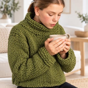 Ladies Easy Knit Super Chunky Sweater Knitting Pattern PDF Beginners Jumper 32 - 48"