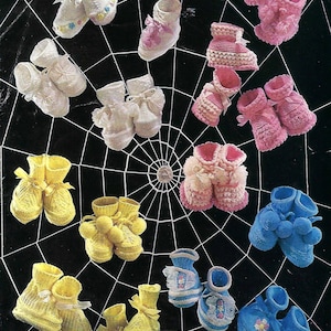 Baby Boots Boys Girls Booties Shoes Age 1 - 6 mths PDF Knitting Pattern Huge Range Of Designs in 4ply Fingering Vintage Downloadable