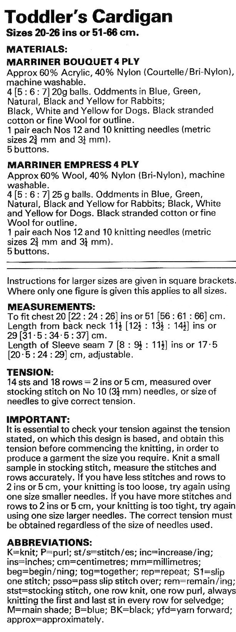 Girls Bunny Rabbit Scottie Dog Intarsia Motif Raglan Cardigan PDF ...