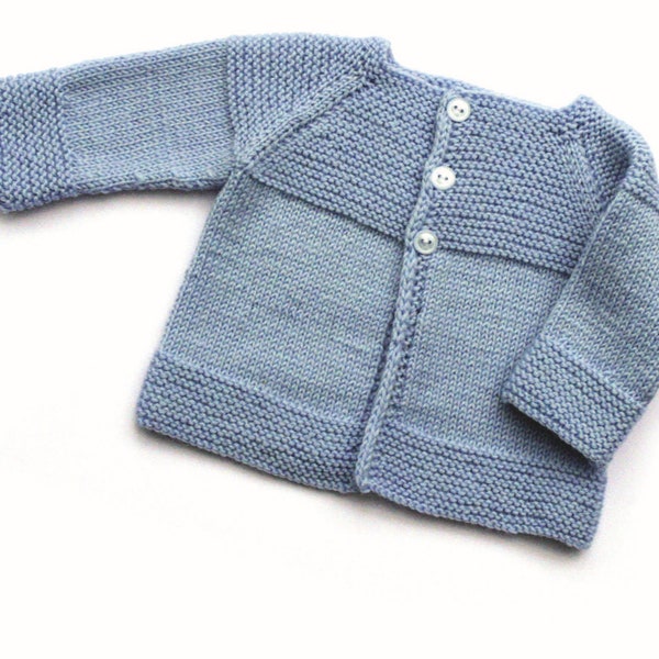 Baby Boys Girls Top Down Jacket Raglan Cardigan Easy Knit PDF Knitting Pattern 16 - 20" Age 0 - 9 mths 4 ply or DK ( 8 ply )