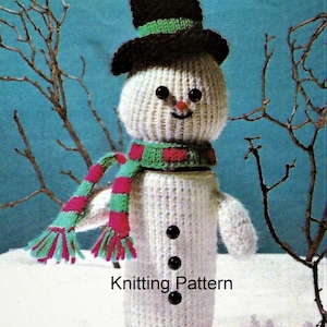 Christmas Snowman Sweet Jar Cover Toy Decoration PDF Knitting Pattern DK ( 8 ply )  Vintage Holiday Digital Download