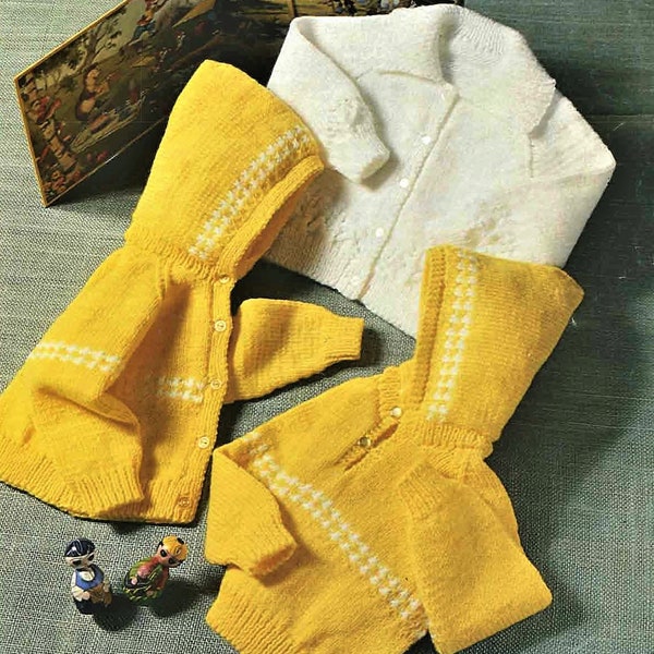 Baby Boys Girls Hooded Jacket Sweater Cardigan Hoody Fair Isle PDF Knitting Pattern DK ( 8 ply ) 18 - 24" Vintage 451 Digital Download
