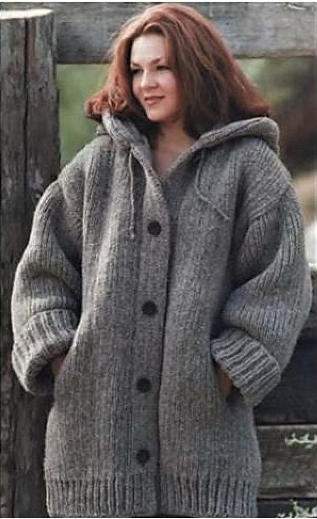 Ladies Long Jacket Hooded Coat Pockets Quick Easy Knit PDF Knitting Pattern Chunky Bulky 40 50 Vintage Digital Download Etsy Australia
