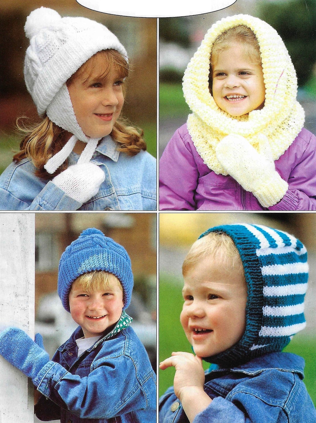 Boys Girls Bobble Hat Striped Balaclava Snood Helmet Mittens PDF