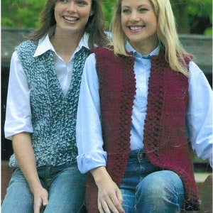 Ladies Waistcoat Sleeveless Jacket Gilet Womens Easy PDF Knitting Pattern Super Chunky ( Super Bulky ) 32 - 43" Vintage Quick knit