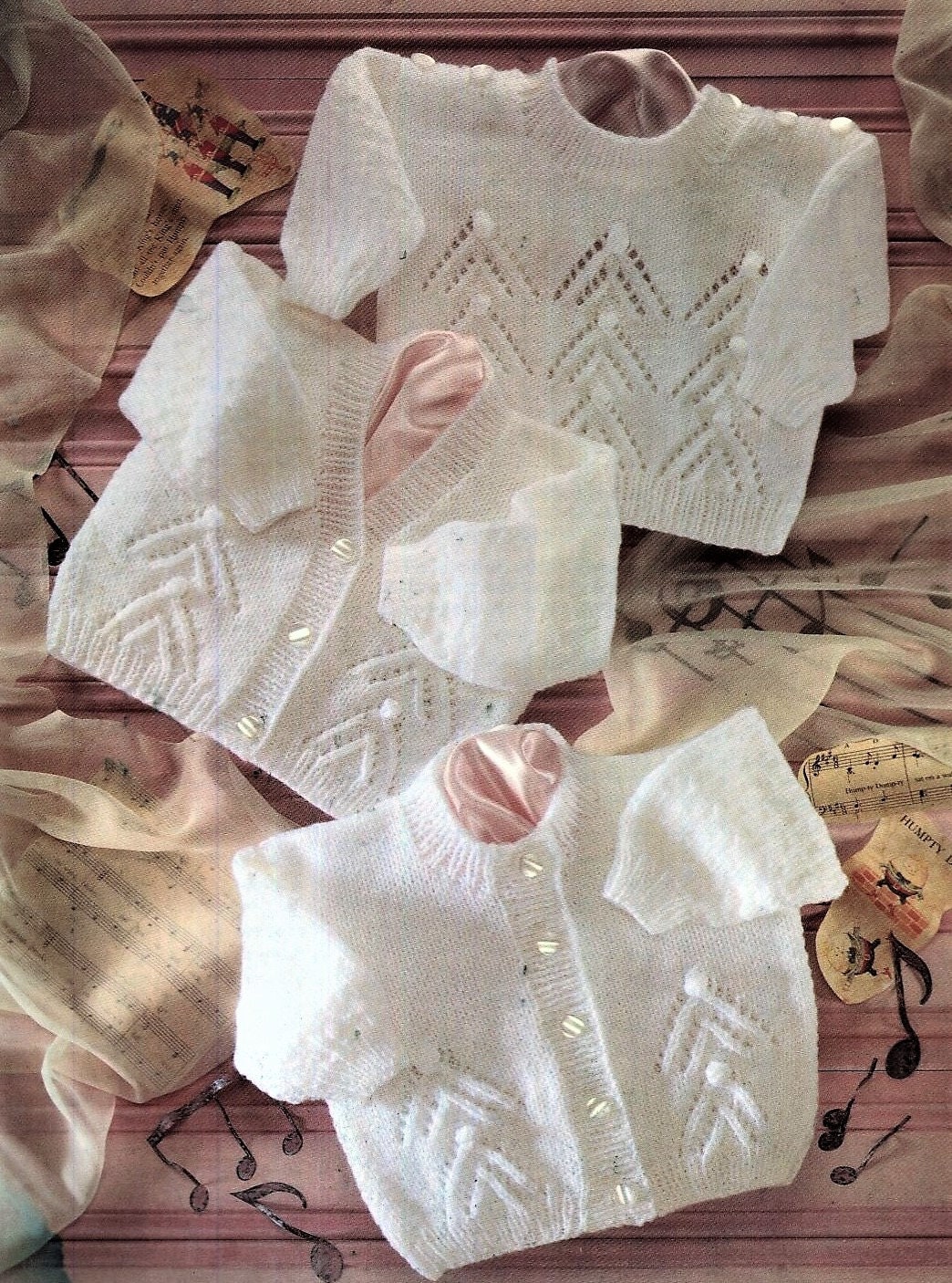 Baby Girls Bobble Eyelet Cardigan Sweater Jumper PDF Knitting Pattern DK ( 8 ply ) 16 - 22" 0 - 2 yrs Vintage Digital Download 3836
