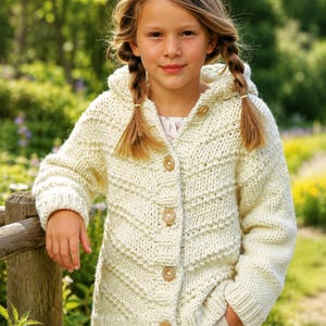 Quick Knit Unisex Hooded Jacket Knitting Pattern PDF Super Chunky Boys Girls Hoody 24 - 34" Download Bild 3