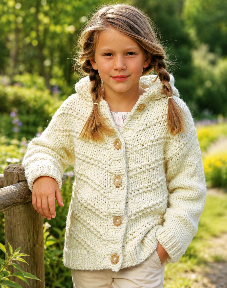Quick Knit Unisex Hooded Jacket Knitting Pattern PDF Super Chunky Boys Girls Hoody 24 - 34" Download Bild 3