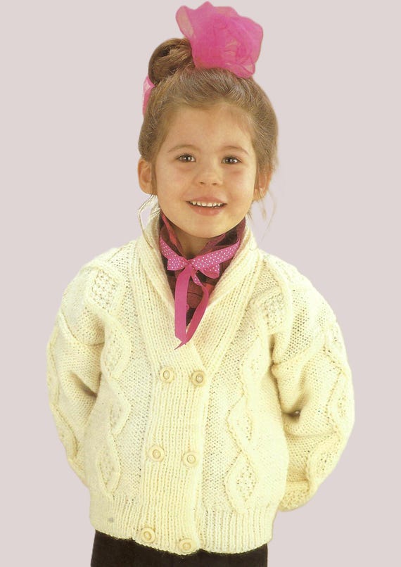 Child's Double Breasted Cable Jacket Baby Boys Girls Shawl Collar