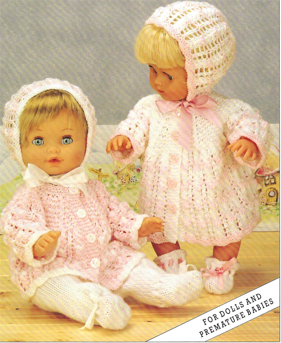 Premature Baby / Dolls Clothes Lacy Matinee Coat Bonnet Bootees Shoes ...