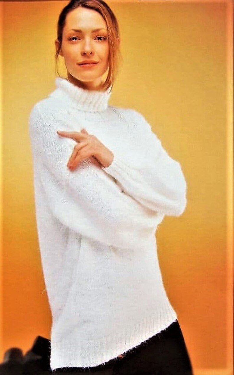 Ladies Long Polo Neck Tunic Sweater Jumper Plain PDF Knitting Pattern DK 8 ply 32 42 Womens Vintage Download 2373 image 1