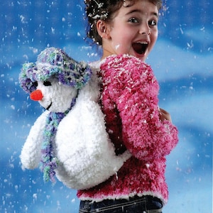 Crochet Pattern PDF Snowman Backpack Boys Girls Novelty Bag & Sweater Jumper DK ( 8 ply ) 22 - 30" 1 - 11 years Downlaod