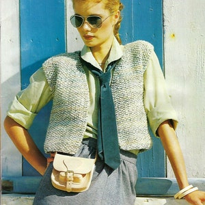 Ladies Easy Knit Waistcoat Womens Moss St Sleeveless Jacket Beginners PDF Knitting Pattern Chunky, Bulky, 12 ply  32 - 40&quot; Vintage Download