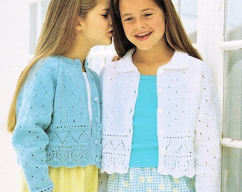 Girls Scalloped Edge Zig Zag Lacy Design Summer Cardigan Jacket PDF Knitting Pattern DK ( 8 ply ) 22 - 32" Older Child 2 - 12 years