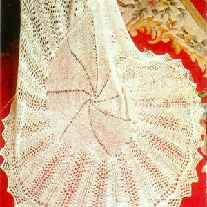 Vintage Circular Baby Shawl Lace Edge PDF Knitting Pattern 2ply Worked Flat 50&quot; Diameter Downloadable