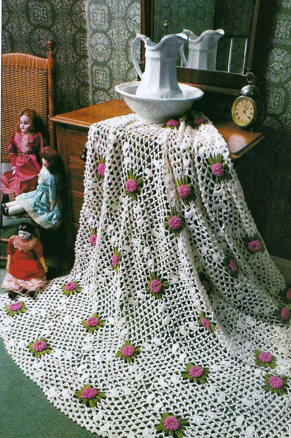 Rose Motif Crochet Afghan Pattern Roses on Lace Flower Granny