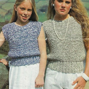 Easy Knit Garter Stitch Slipover Ladies Girls Sleeveless Summer Top PDF Knitting Pattern Cotton DK 8 ply  26 - 40" Womens Vintage Download