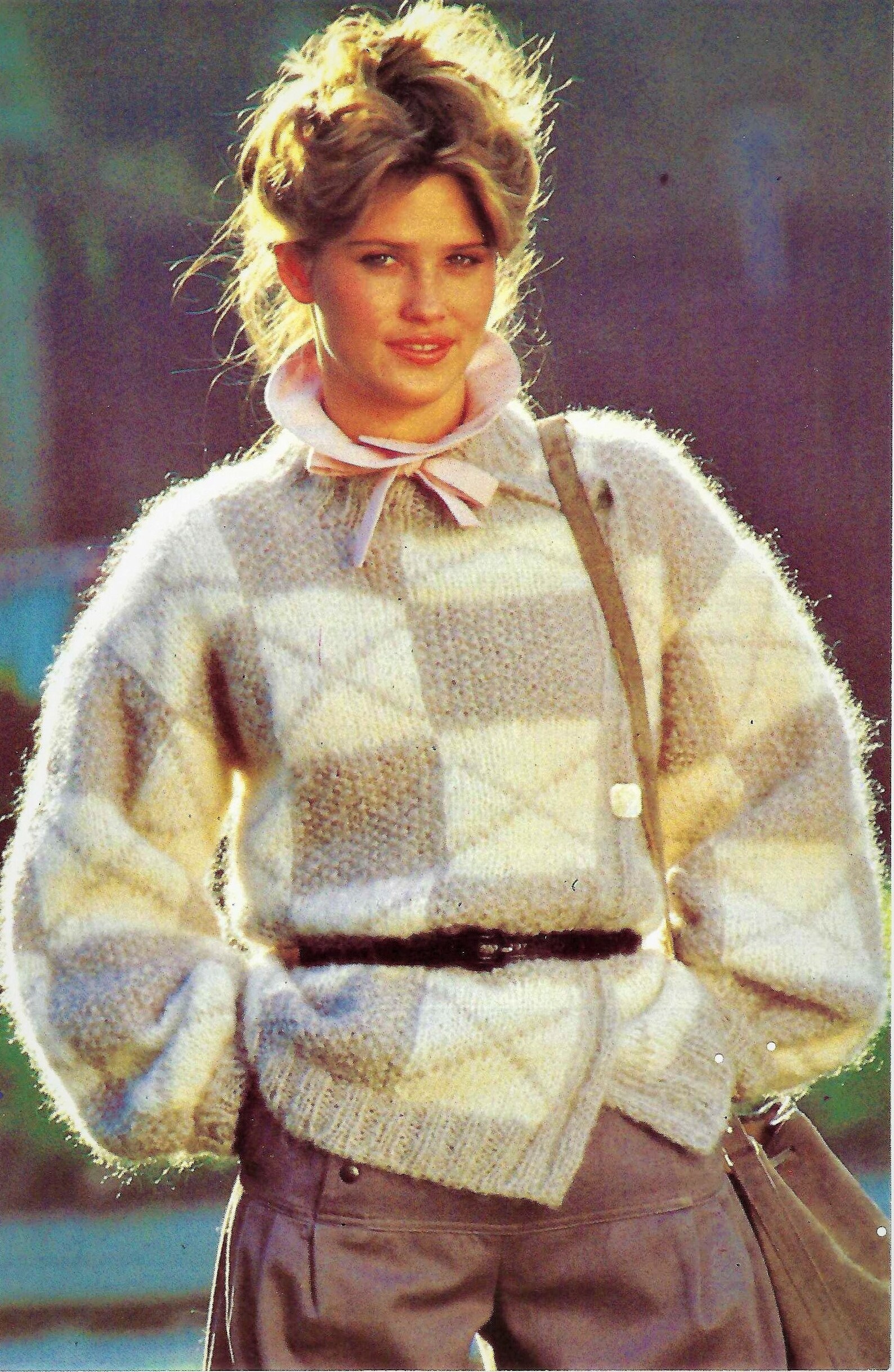 PDF Knitting Pattern Ladies Colour Block Jacket Check Cardigan With ...