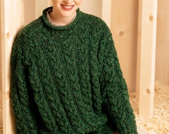 Women's Loose Fit Cable Sweater Knitting Pattern PDF Aran 10ply Ladies Tunic Jumper 32 - 46" Plus sizes Downloadable